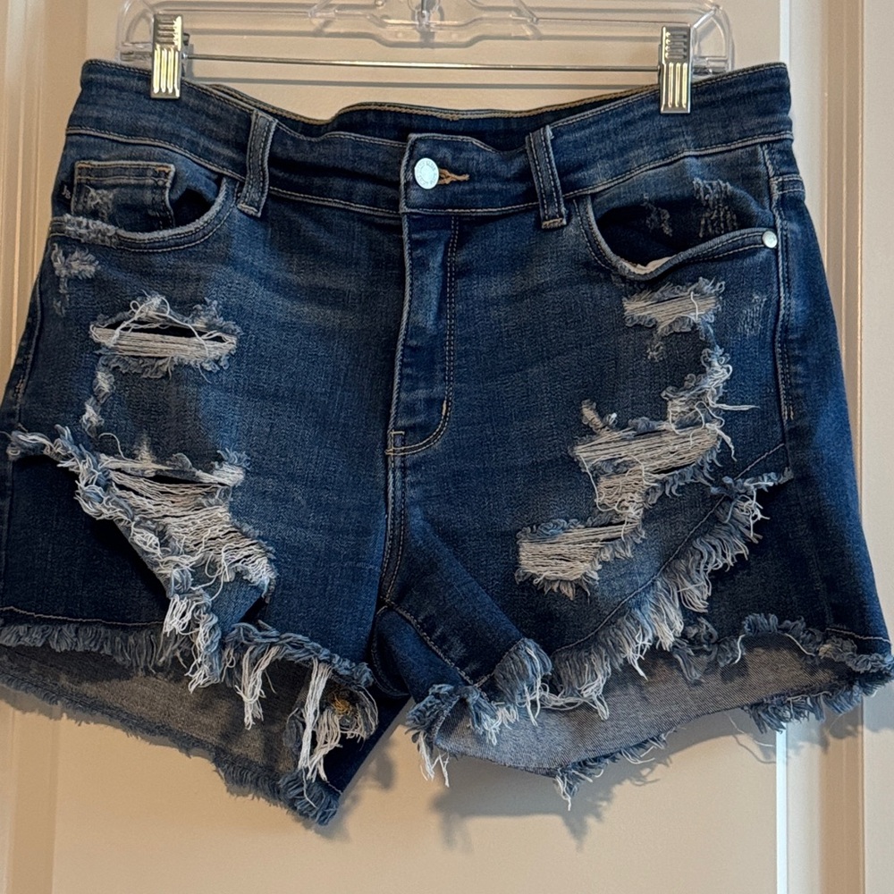 Judy Blue Dark Blue Distressed Jean Shorts